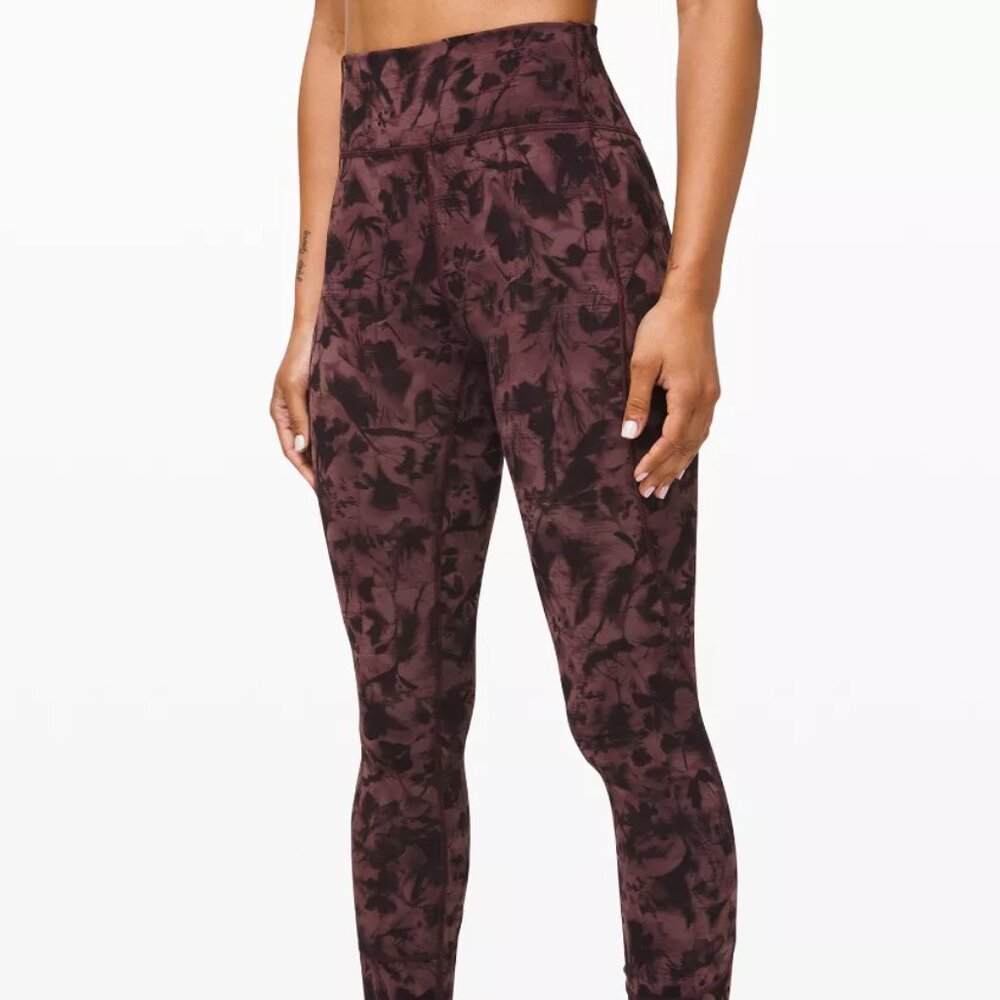 Lululemon In Movement Tight 25" - Mini Dusk Floral Antique Bark Black